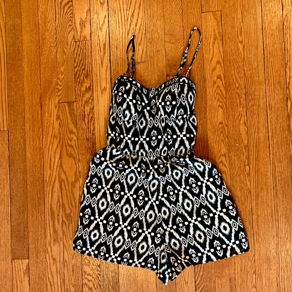 Black & White Printed Women's Romper Shorts